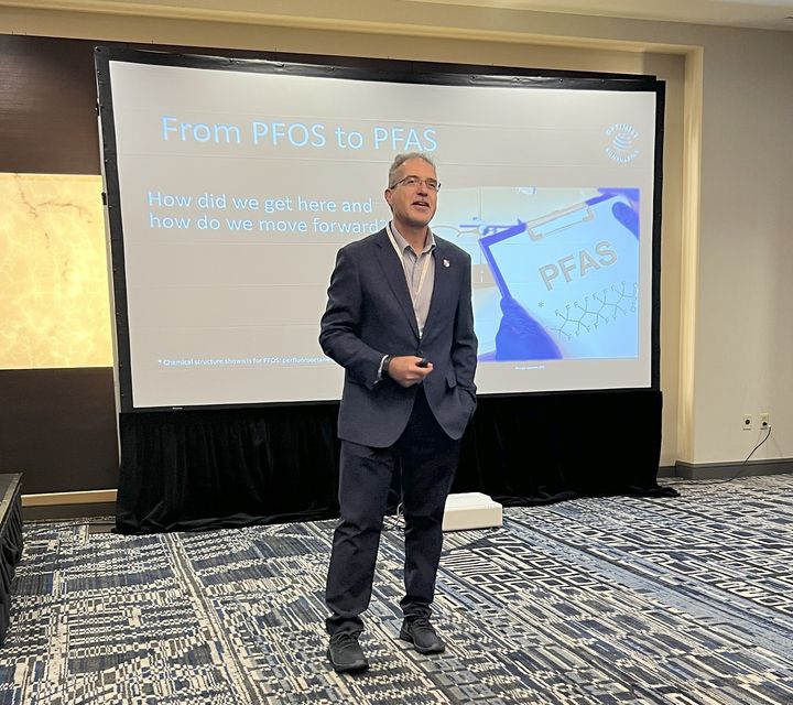 John Skabardonis presenting on engineered plastics